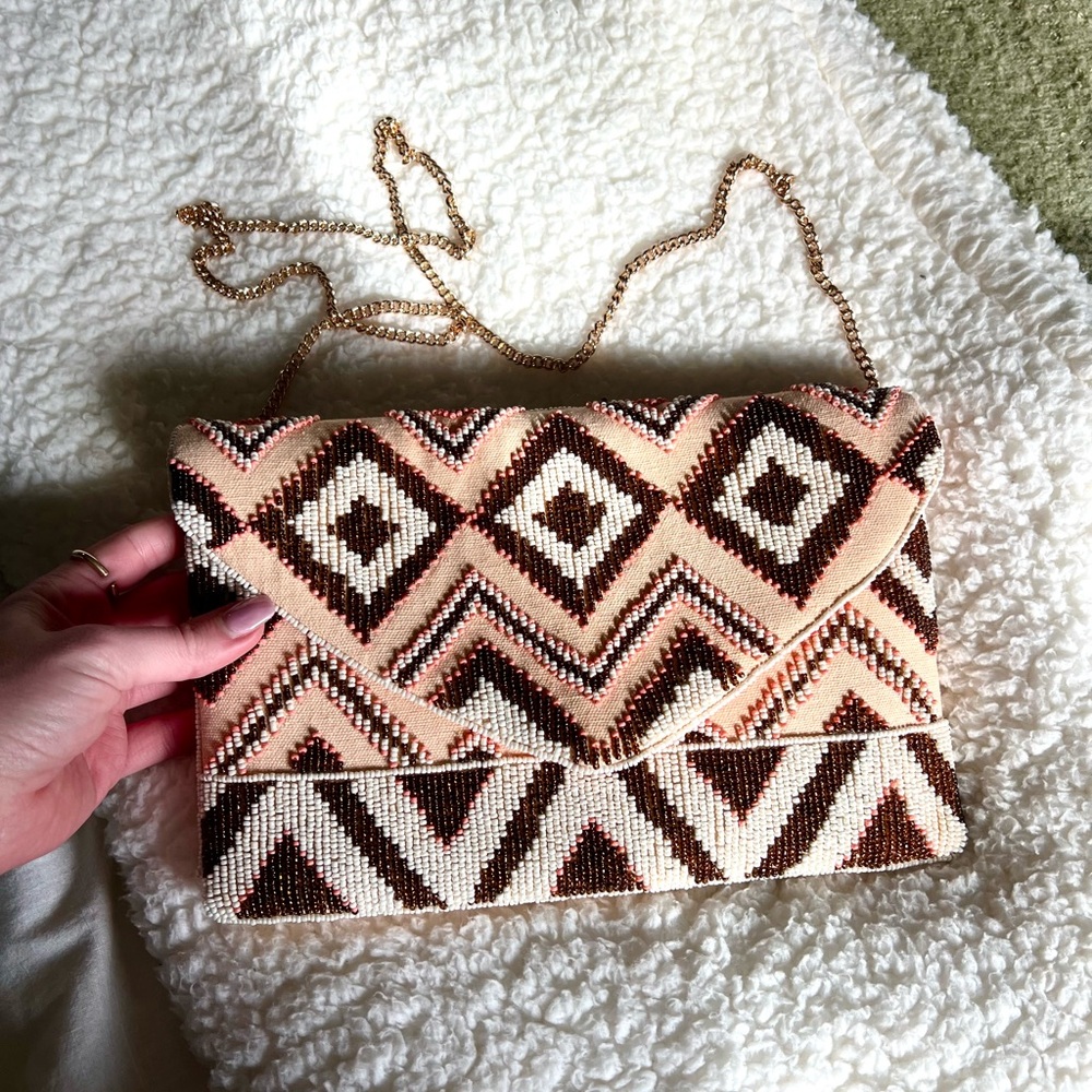 👁️‍🗨️8$sale👁️‍🗨️Elegant Chevron Clutch with Chain Strap